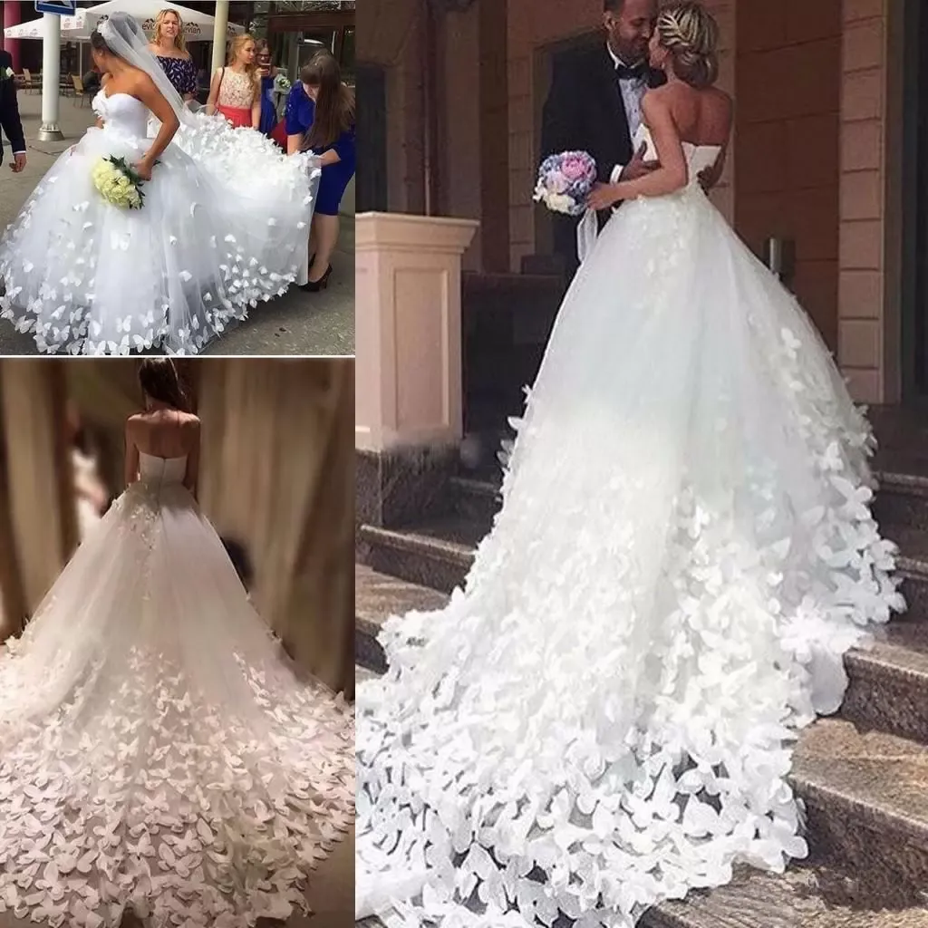 3D Floral Applique Ballgown Wedding Dresses Bridal Gown Sweetheart Neckline Chapel Train Tulle Custom Made Plus Size Vestidos De Novia 2022 Designer