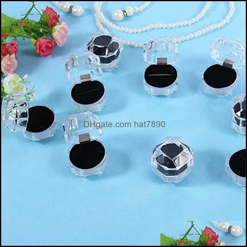 Clear Plastic Ring Earrings Display Boxes Pendant Beads Storage Organizer Package Case Gift Fashion Jewelry Box