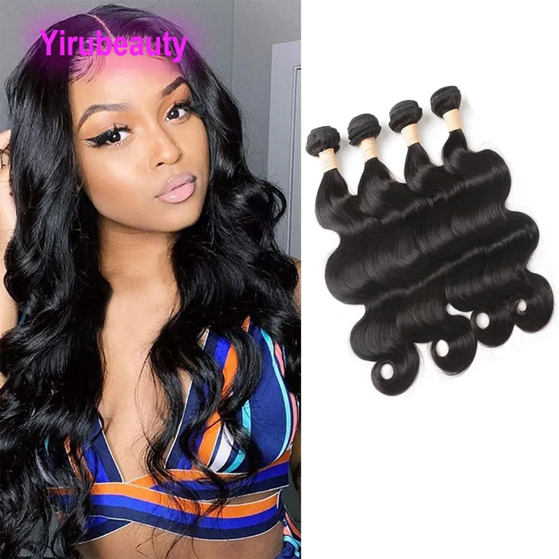 Brazilian Human Hair Body Wave 4 Bundles Remy Double Wefts Natural Color 10-30inch 95-100g/piece