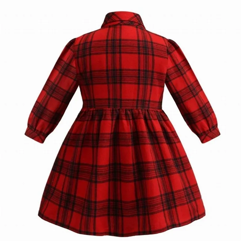 Plaid Girl Dress Spring England Style Long Sleeve Cotton Shirt Baby Clothes 2-6Y E801 210610