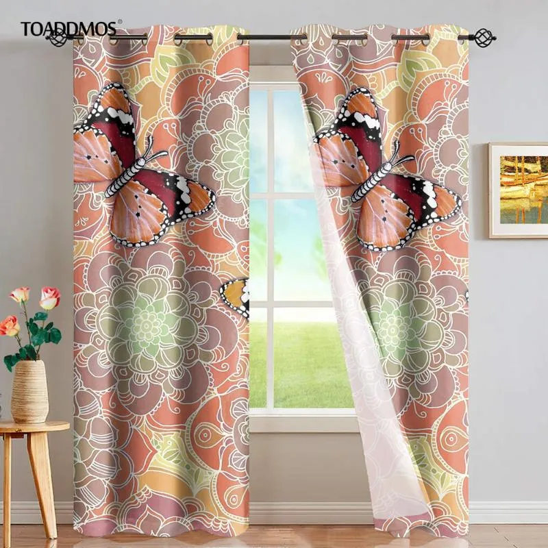 Curtain & Drapes TOADDMOS Butterflies Print Living Room Premium Window Sunblind Bedroom Blackout Curtains For Kids Adults Home Decoration