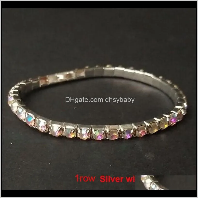 1-10 rows ab crystal rhinestone bracelet silver plated luxury bangle bracelets high quality bridal wedding party jewelry for woman