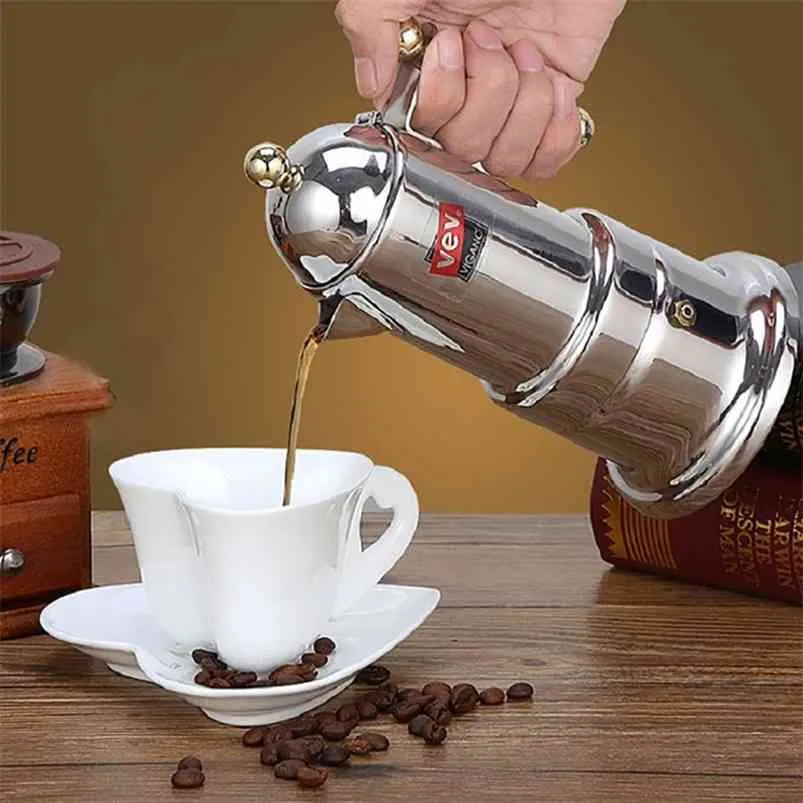 Moka القهوة صانع القهوة المحمولة إمبربرو غلاية الفولاذ المقاوم للصدأ تصفية الإيطالية percolator أداة 210423