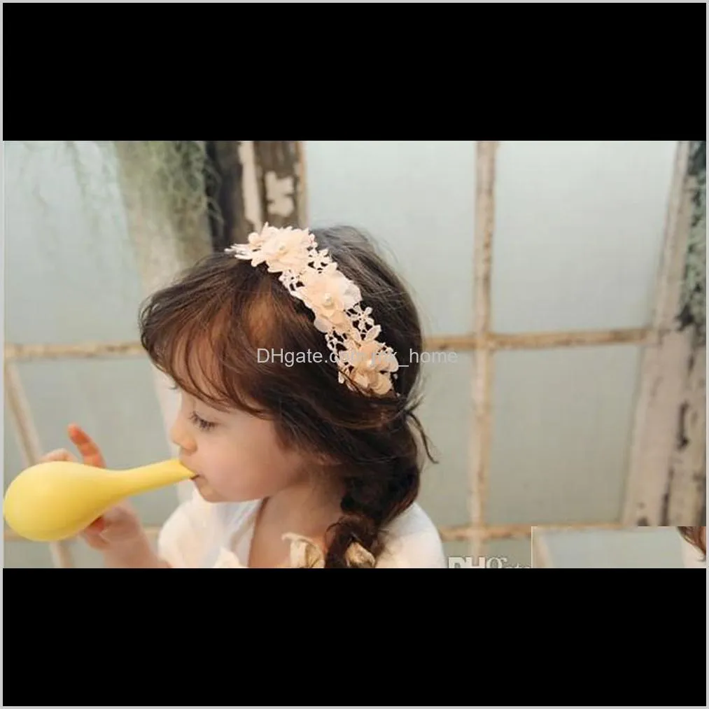 new arrival children girls beautiful lace hair band with ribbon princess korean style hair band hoop girls hair stickers b4425