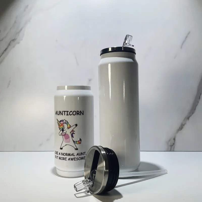 DIY Sublimatie Cola Can Waterfles Thermos Dubbelwandige Roestvrijstalen Tuimelaar Geïsoleerde Vacuüm met Deksel Blank