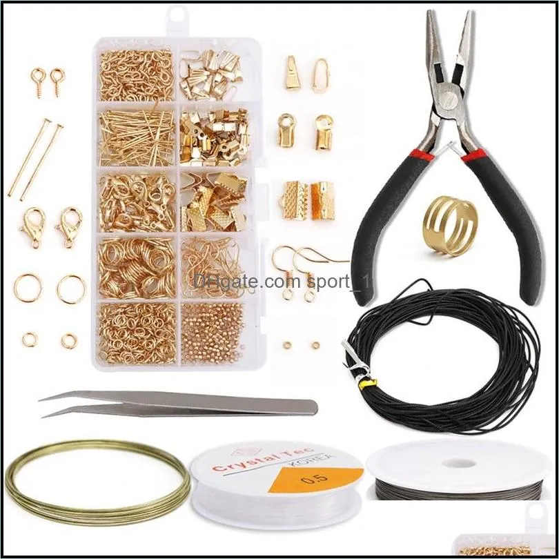 Chiusure Ganci Componenti Lega di gioielli Aessories Risultati Set Strumenti Filo di rame Anelli di salto aperti Gancio per orecchini Kit per la creazione di gioielli 76