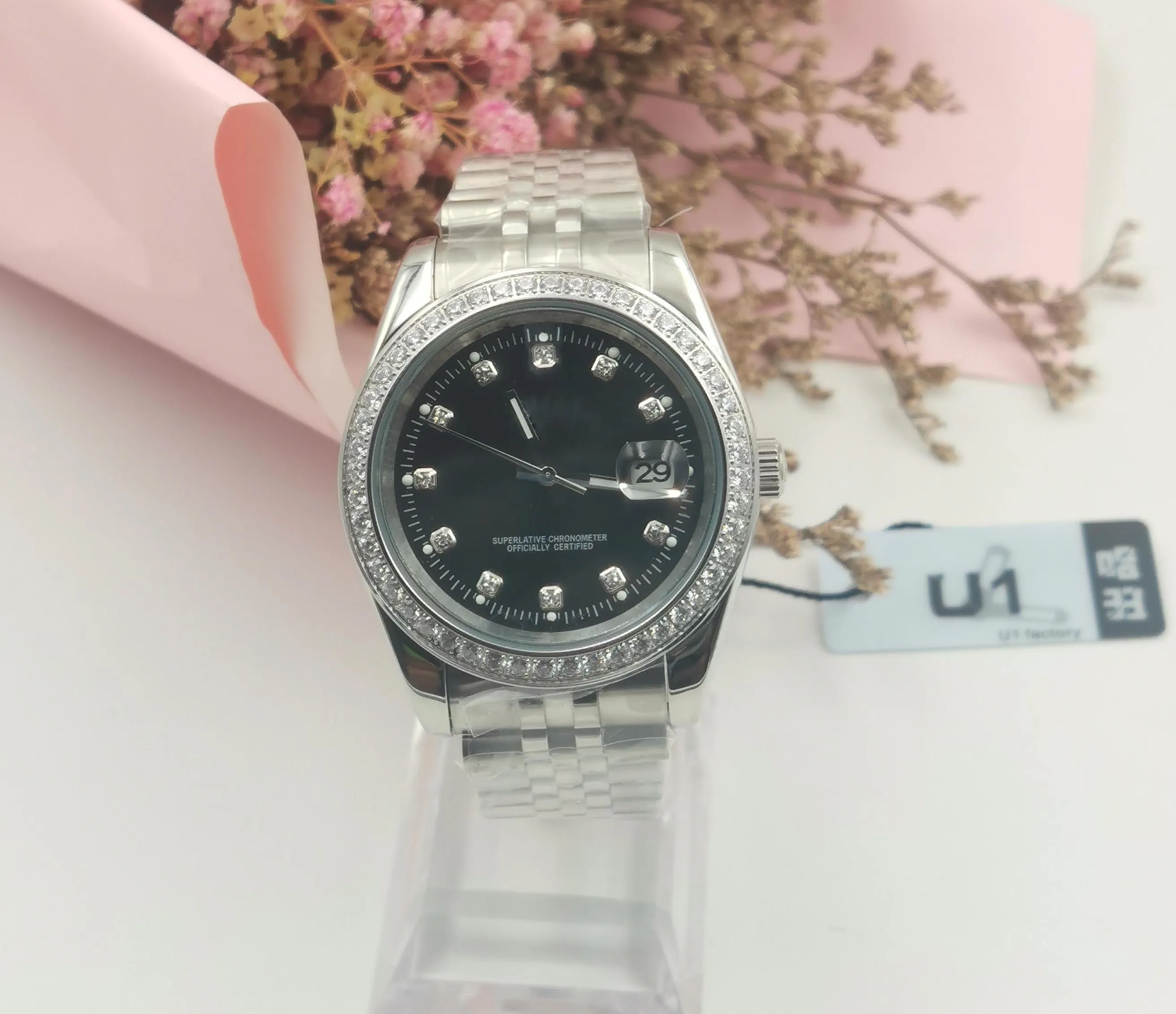 Mode 36/41mm mekaniska herrklockor Bezel rostfritt stål kvinnor diamant lady titta på vattentäta lysande armbandsur montre de luxe