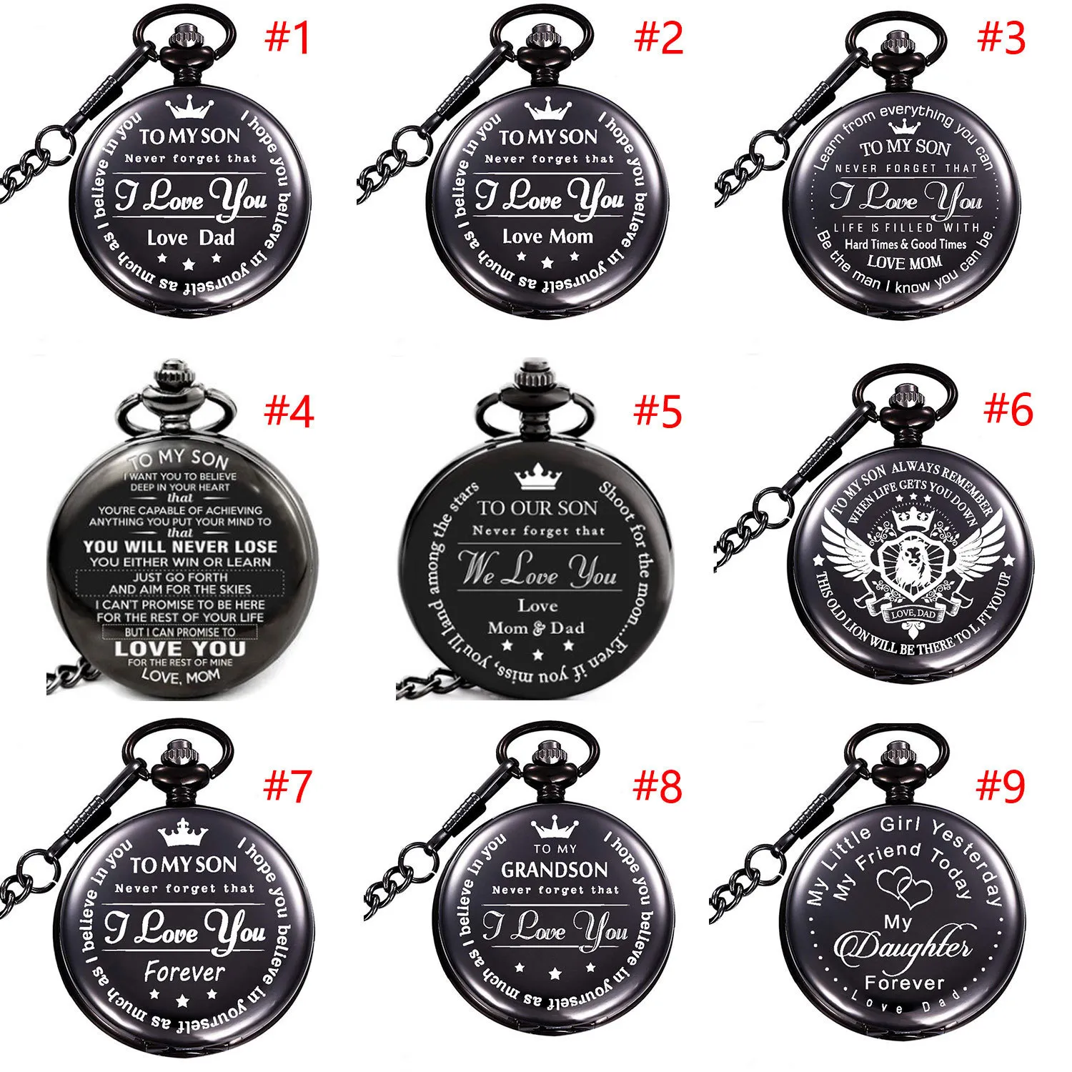 Pocket Watches Fathers Day To MY SON Husband GRANDPA Dad Pocket Watch