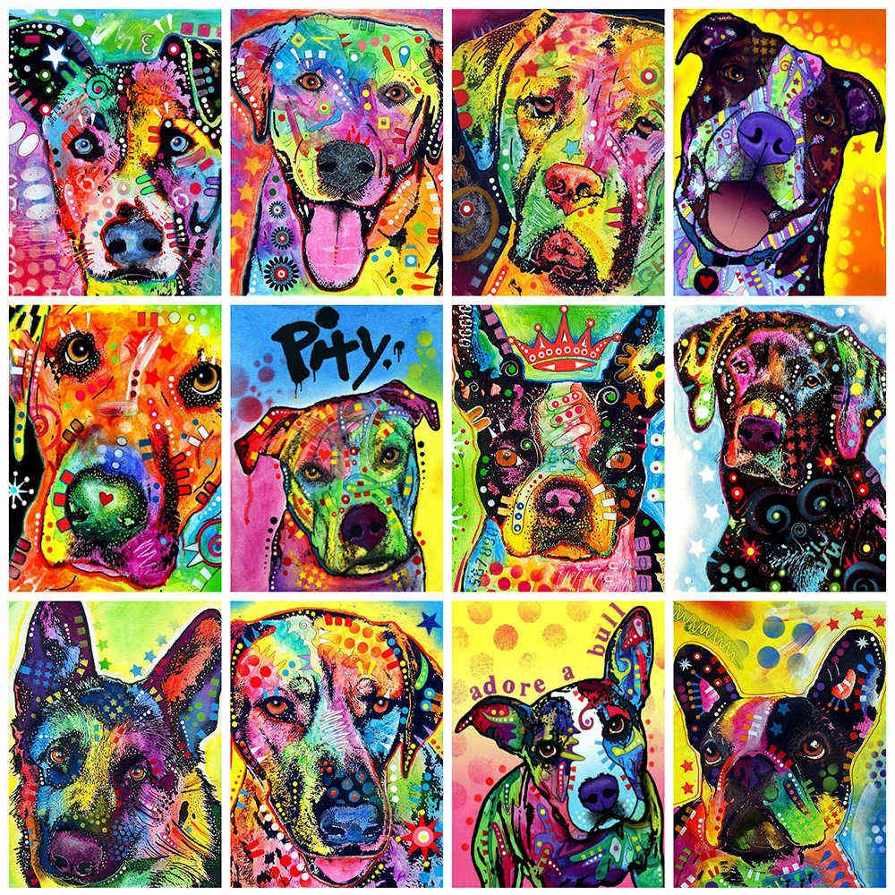 Evershine 5D bricolage broderie coloré chien diamant peinture plein carré animaux strass mosaïque artisanat Kit décor à la maison