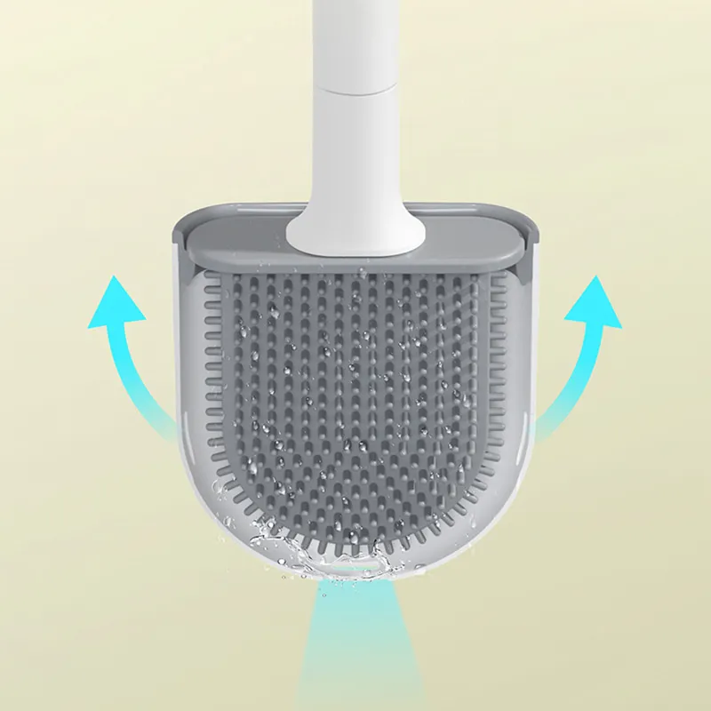 Scopino per WC con testa in silicone TPR morbido con supporto Strumenti per la pulizia del bagno con manico staccabile a parete