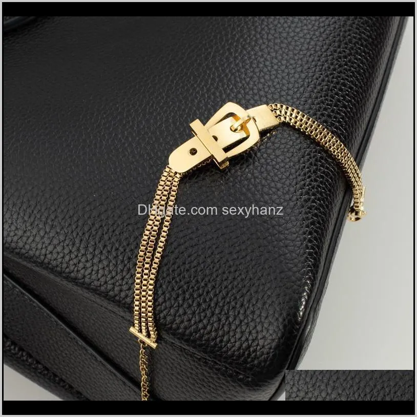 fashion titanium steel belt buckle design bracelet woman simple wild multi-layer gold chain hip hop jewelry gift