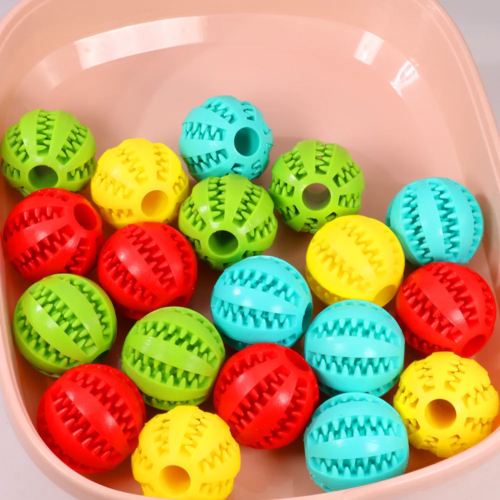 Brinquedos de cão de mastigar de borracha Treinando a escova de dentes mastigam alimentos para pet molar brinquedo bolas wy1448