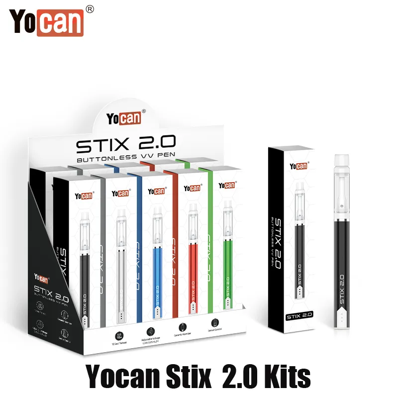 100% originale YOCAN STIX 2.0 Aggiornamento del vaporizzatore del vaporizzatore del vaporizzatore 350mAh della batteria VV 1ml Serbatoio vuoto Carrelli di olio spessa II 2 Nuovo vapore 510 Thread Paper Pen