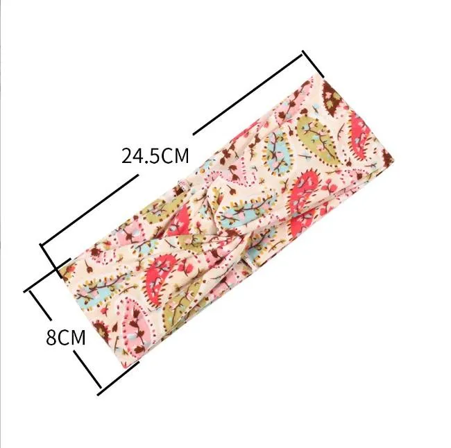 Boho Headbands Floral Style Criss Cross Head Wrap Spa Yoga Elastic Fabric Headband for Women Vintage Hair Accessories