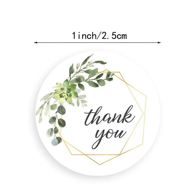 100-500pcs/roll Round Floral Thank You Stickers Scrapbooking For Package  Seal Labels Custom Sticker Decoration