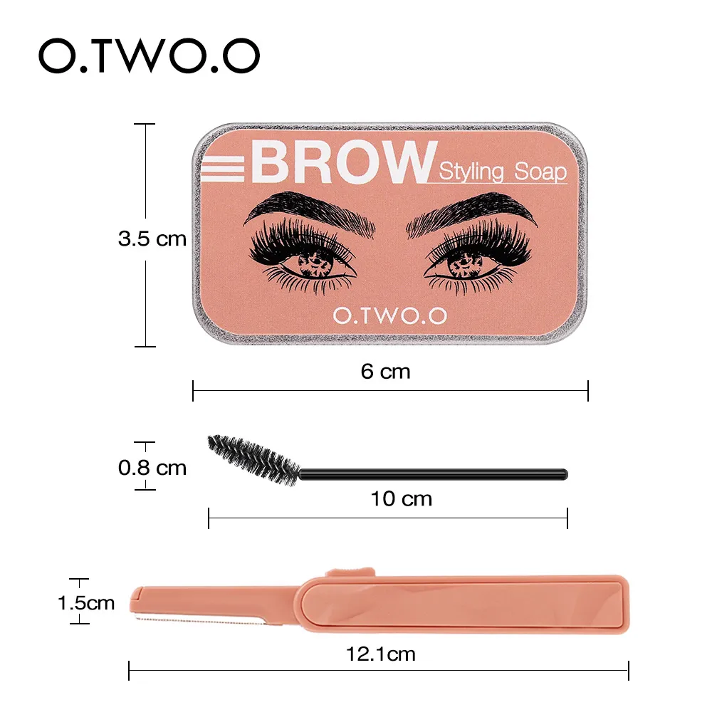 O.two.o gel voor wenkbrauw zeep wax waterdichte 3D-gevederde brows styling dye brow trimmer natuurlijke bossige wenkbrauwen pomade cosmetica op voorraad