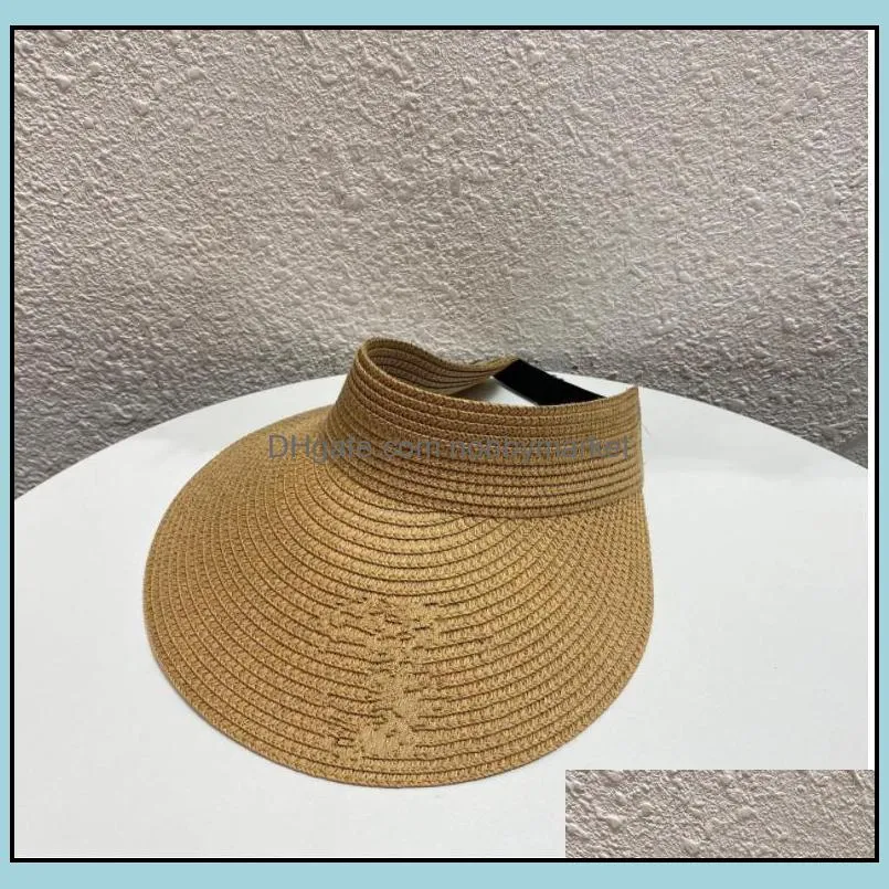 Big Brim Empty straw hats Visors 2021 Summer Designer Women sun hat Beach holiday baseball cap Grass Braid caps Droship Gifts