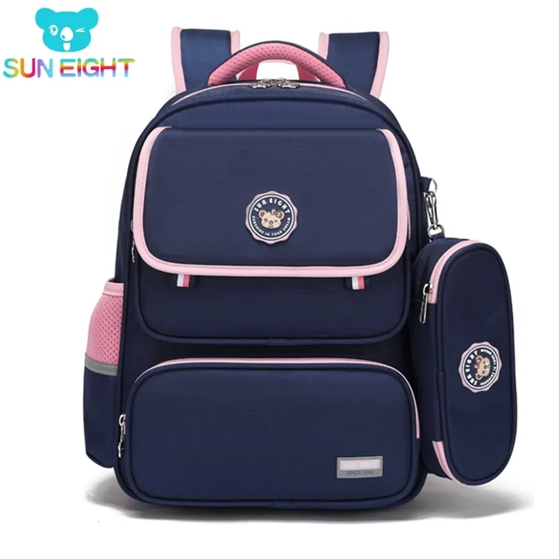 SUN HUIT sacs d'école primaire orthopédique pour filles étanche rose enfants sac à dos classe avec boîte à crayons 210809