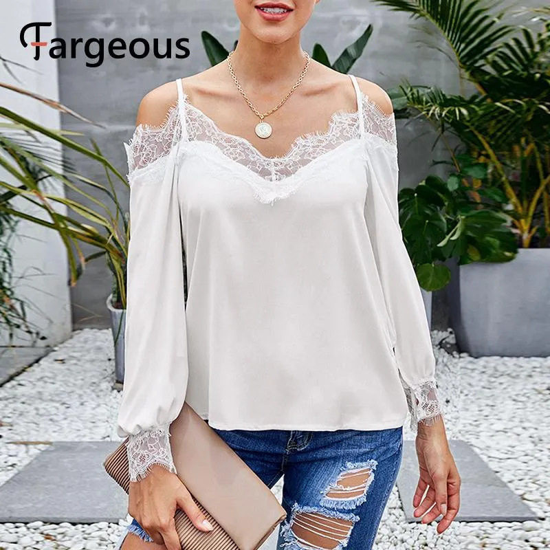 Compra Blusas Para Mujer Camisetas Fargesos Fargheraus Casual Spaghetti  Correa Blusa Blanca Mujer Moda Cordillo Patchwork Camisa De Manga Larga  Ladies Backless Club Barato | Entrega Rápida Y Calidad | Es.Dhgate