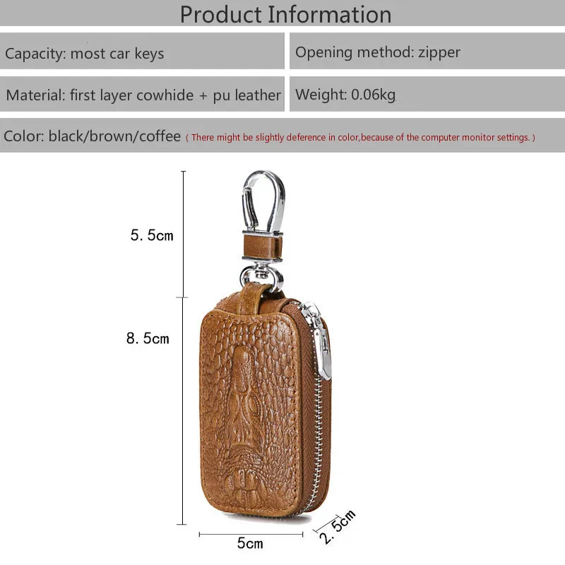 Crocodile　keycase VINTAGE Vintage Crocodile Pattern Genuine Leather Car Key Pouch