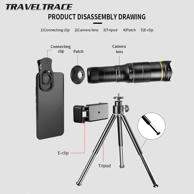 Telescopio Monocular Potente Zoom Largo Alcance Con Trípode Clip Para  Teléfono