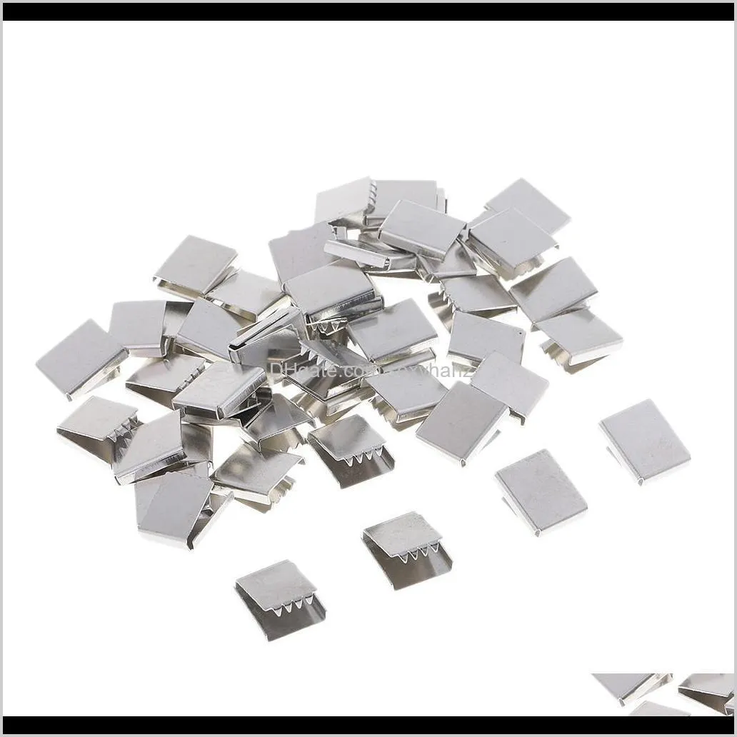 50 pieces metal 16mm belt buckle end tip silver/gold for canvas webbing leather belt edge locking