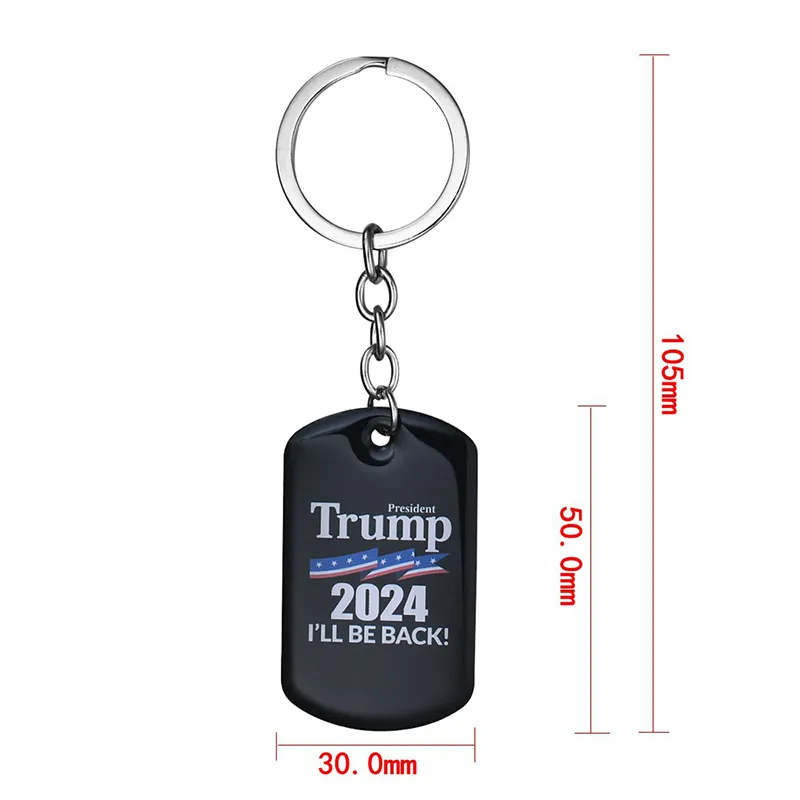 2024 Trump Key chain US Party Favor President Election Flag Pendant Stainless Steel Tags I`ll Be Back Keyring 9 Style