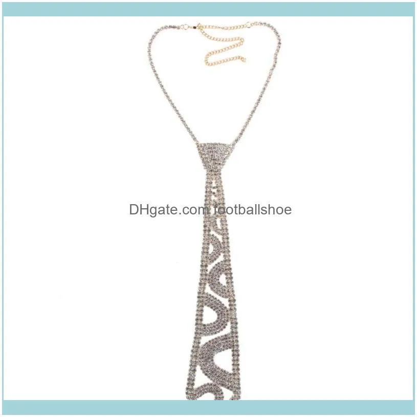 Rhinestone Tie Glitter Faux Crystal Neck Luxury Diamond Jewelry Necklace Collar Necktie Neckwear Chains