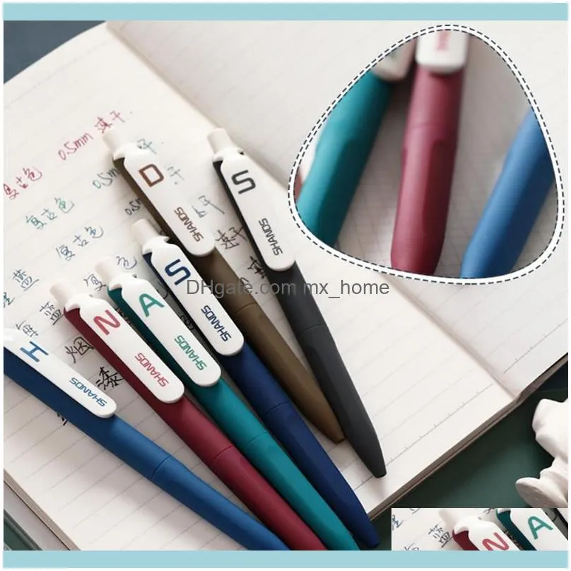 6 Pcs / Set Retro Color Gel Pen Press Water Pen Chinese Style Color Quick-Drying Hand Account Japanese Stationery Retro