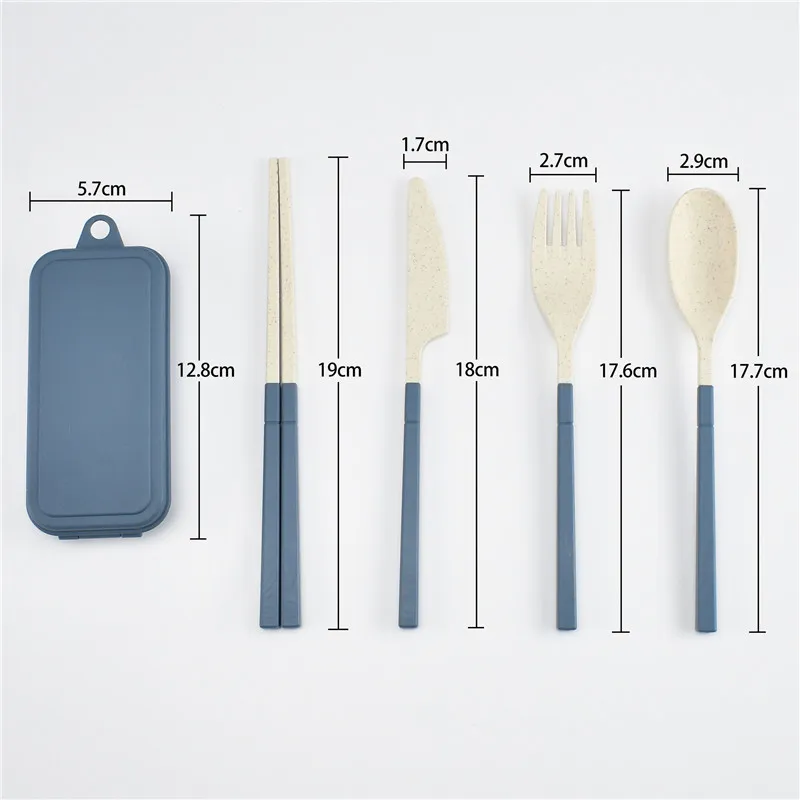 Wheat Straw Folding Cutlery Set Collapsible Portable Reusable Knife Fork Spoon Chopsticks Kits for Student Camping