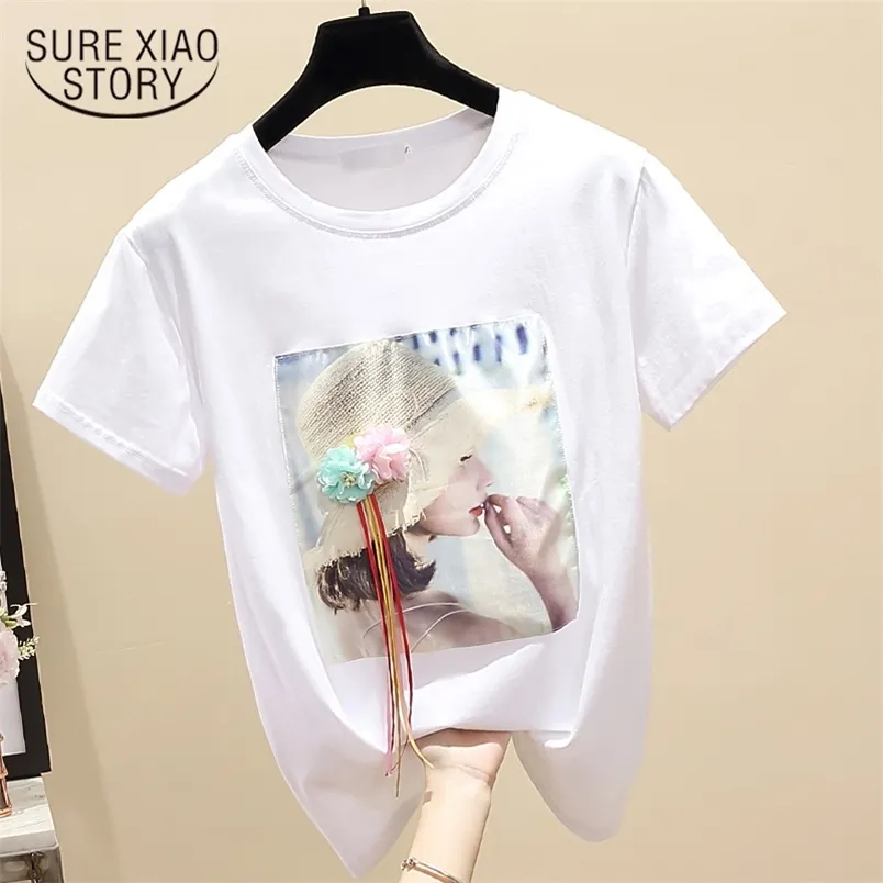 Casual Clothing Blusas Mujer De Moda Women Summer Tops White Loose T-shirt Fashion Vintage Ladies Tees Clothes 8641 50 210506