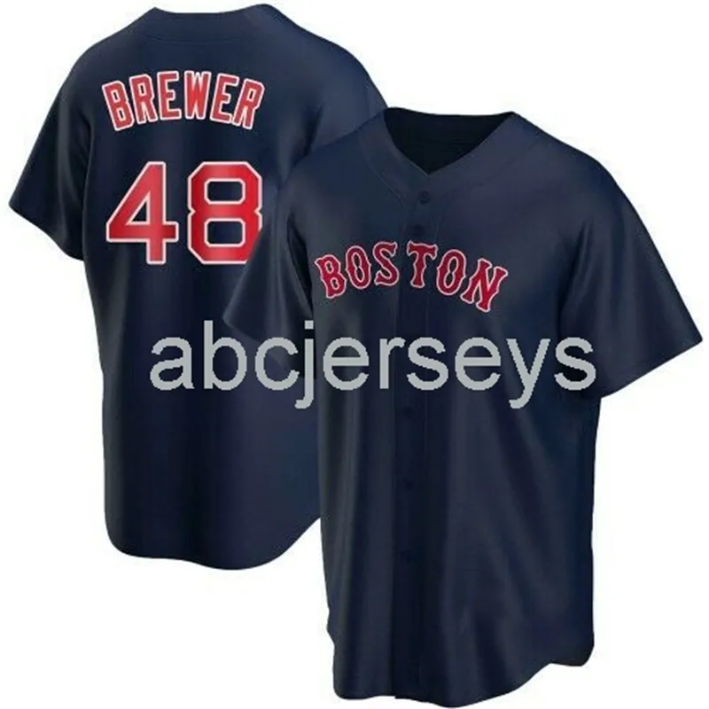 Maglia da baseball personalizzata cucita Colten Brewer # 48 Navy XS-6XL