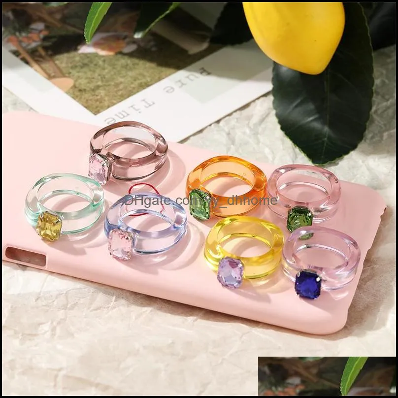 Cluster Rings IF ME Aethetic Jelly Candy Colorful Crystal Transparent Resin Acrylic For Women Girl Korean Trendy Ring Jewelry 2021