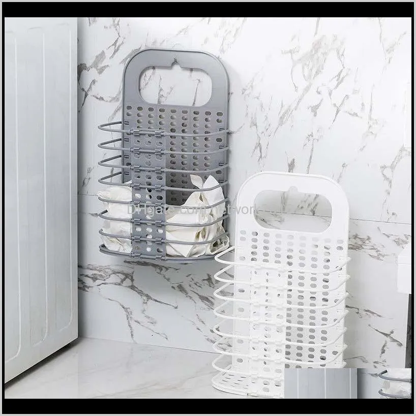 bathroom folding laundry hamper dirty clothes basket wall hanging household plastic clothes storage basket bathroom laundry basket