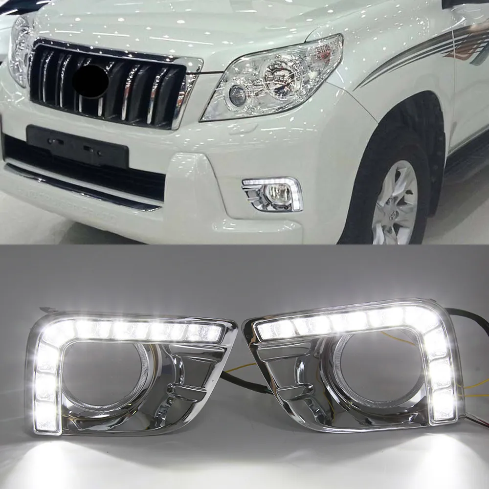 1Pair Auto Light para Toyota Prado FJ150 LC150 2010 2011 2013 para Land Cruiser 2700 LED Drl Daytime Running Lights Lâmpada de nevoeiro