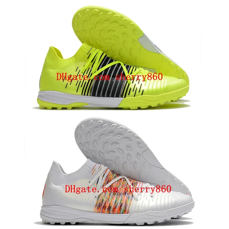 Neymar Jr. Buty piłkarskie 2021 Mężczyźni Future Z 1.1 TF Turf Clails Blue Volt White Multi Yellow Mens Designer Football Sneakers Boots