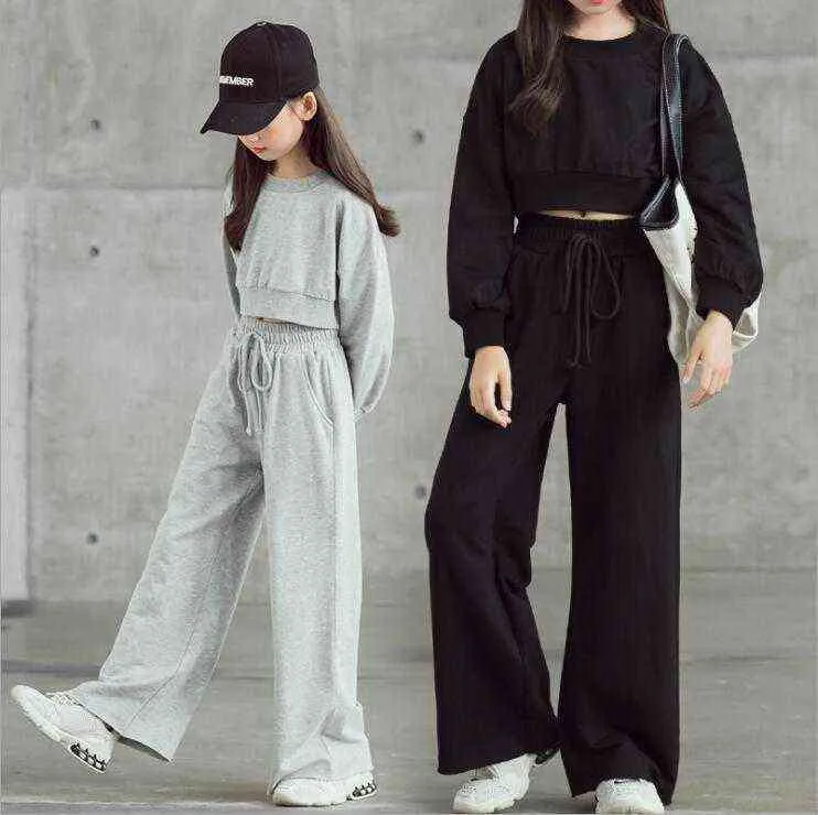 Sporty Teenage Girls Clothing Set In Short Top And Wide Leg Pants, Loose Fit,  Set In Sizes 6 16 Item #211104324c From Oiioq, $33.11