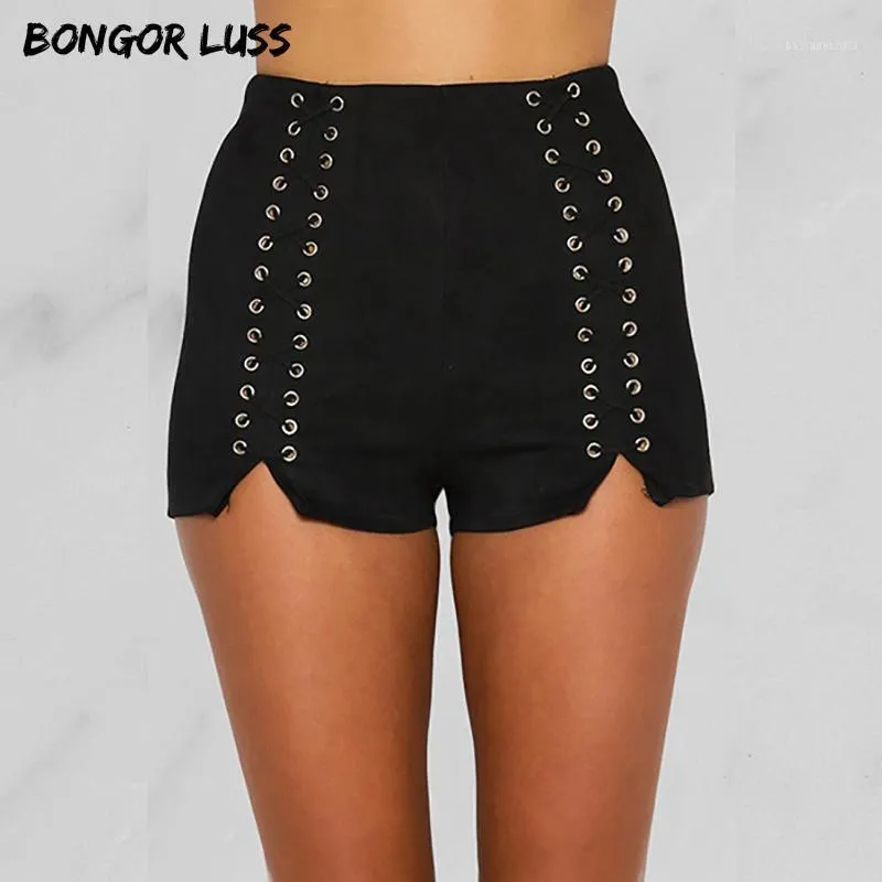Women's Shorts BONGOR LUSS 2021 Women Autumn Winter Sexy High Quality Lace Up Suede Leather Casual Mujer Ladies