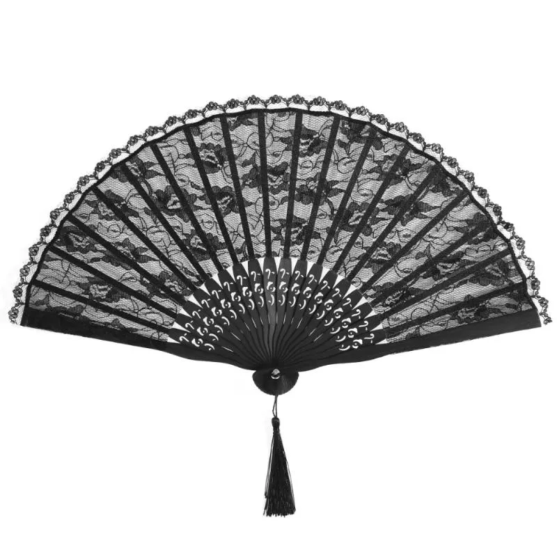 Ventilador de mão espanhola vitoriana para festa de casamento Favor Fancy Dress (preto)