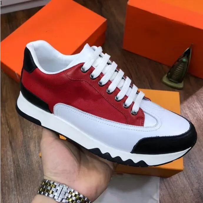 2022 Sneakers Top Fashion Menwhide Cowwhide مريح شقة شقة عالية MK003