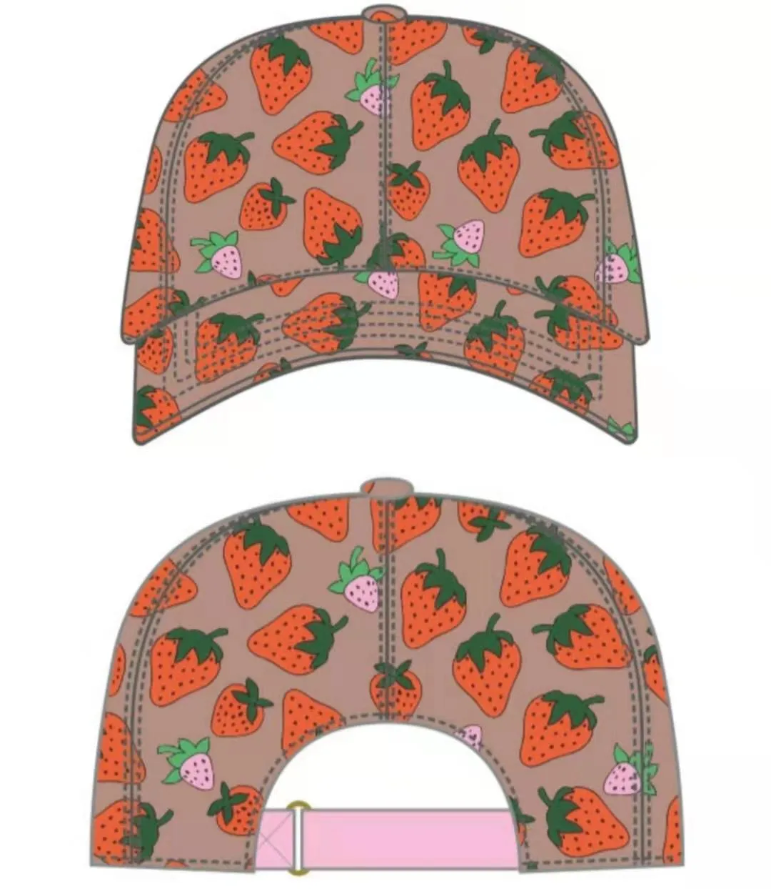 High quality strawberry baseball cap cactus design summer parent-child duck tongue outdoor adjustable men and women can wear