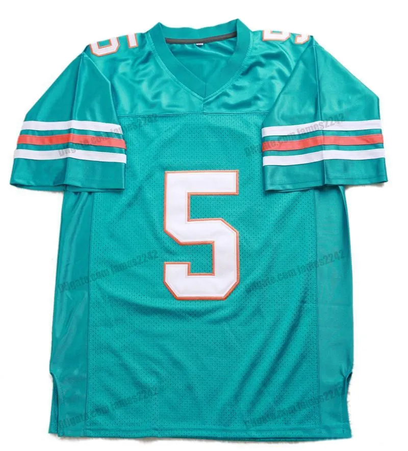 Ship from US Ray Finkle #5 Ace Ventura Football Jersey Pet Detective Movie Men's All Stitched Green Top Quality Jerseys