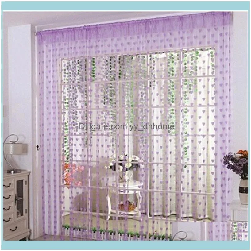 100x200cm Rod Pocket Heart Romantic Decorative curtain tulle Door Window Curtain Room Home Deco1