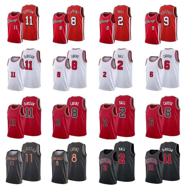Stitched Basketball Jersey S-6XL Zach LaVine #8 DeRozan #11 Lonzo Ball #2 Vucevic #9 Caruso #6 75th city jerseys 2021-22 Men S-XL