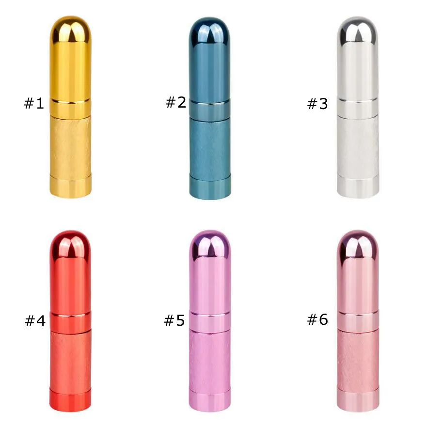 Bullet Bulk Botella de perfume Spray Tubo de aluminio Botellas vacías Suministros para fiestas Cosméticos Mini revestimiento de vidrio portátil 6 ml Mar HHC7536