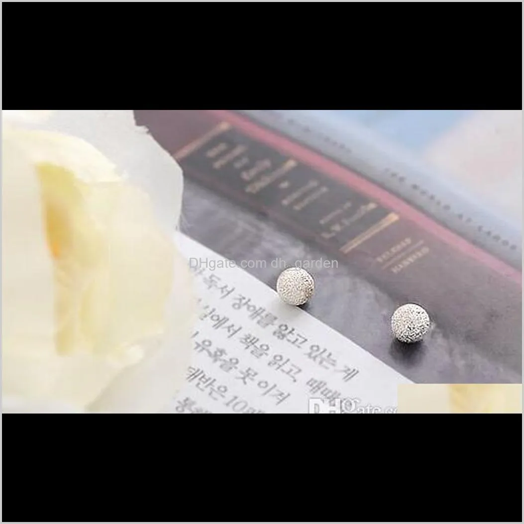 simple design shinning silver ball stud frosted earring silvery ear accessories women fashion jewelry for wedding party