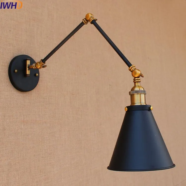 Lampade da parete IWHD Swing Long Arm Light LED Lampen Sala da pranzo Loft Style Industrial Vintage Lampada Applique Applique Murale