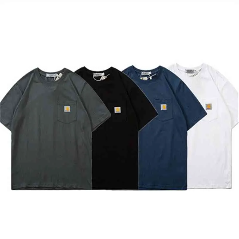 Sommer Neues ikonisches Baumwoll-T-Shirt mit aufgesetzten Taschen, kurzärmlig