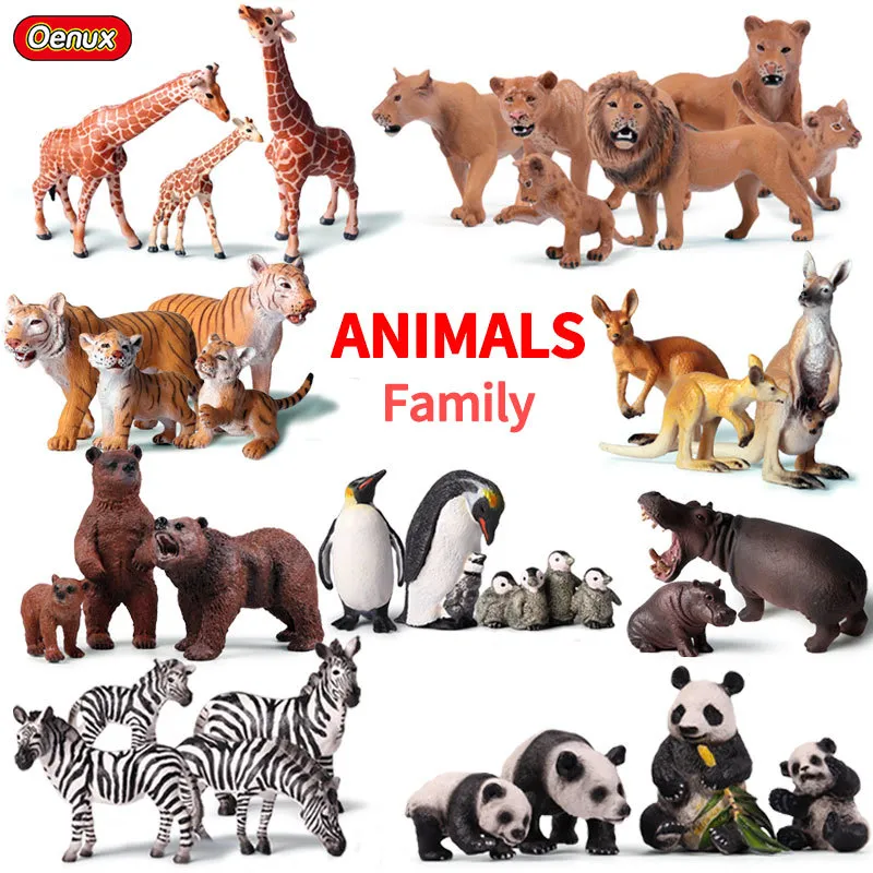 Figurine d'action originale de Lion sauvage africain, Simulation d'éléphant de tigre, Figurines d'animaux de ferme, modèle de jouets éducatifs Miniatures, maison de poupée