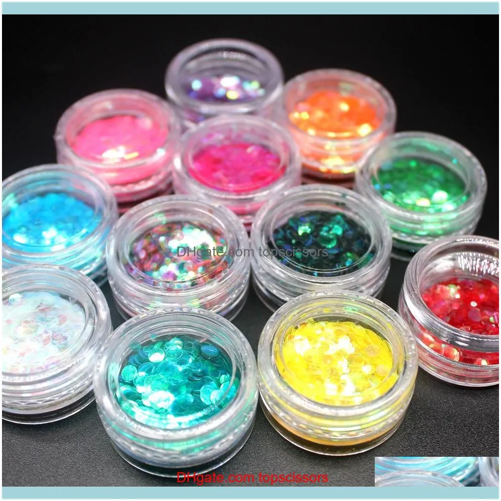 12 Colors Fashion Round Ultrathin Sequins Nail Stone AB Color Rhinestone Beads Manicure Nails Art Decorations Crystals